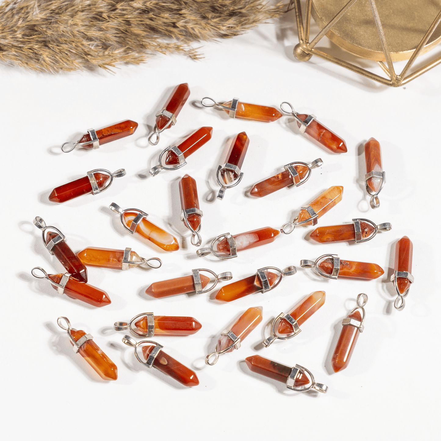 Carnelian Crystal Pendant | Double Terminated Crystal Point | Natural Gemstone Jewelry | Pendant Necklace