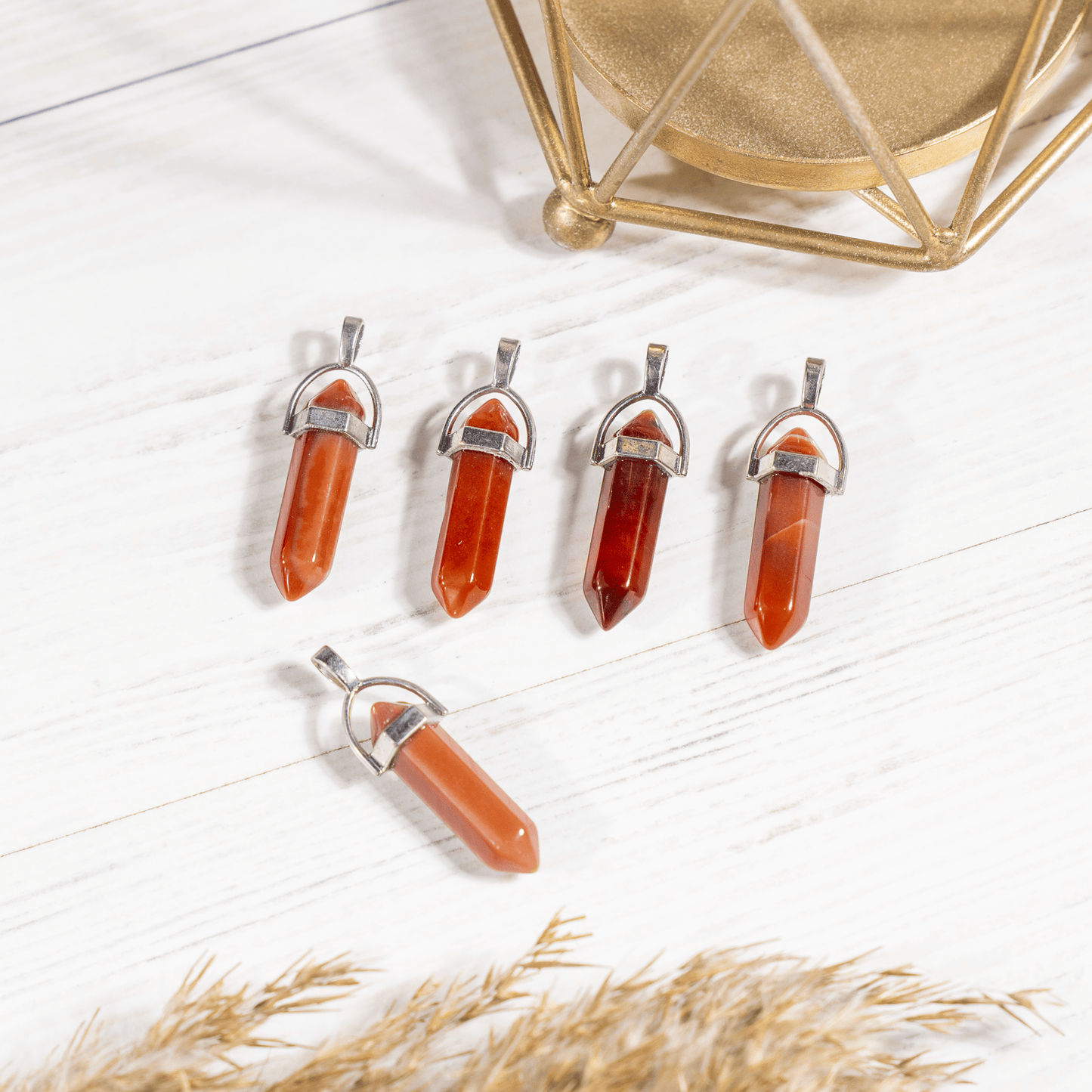 Carnelian Crystal Pendant | Double Terminated Crystal Point | Natural Gemstone Jewelry | Pendant Necklace