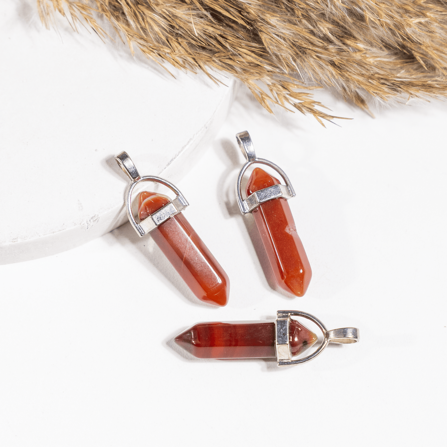 Carnelian Crystal Pendant | Double Terminated Crystal Point | Natural Gemstone Jewelry | Pendant Necklace