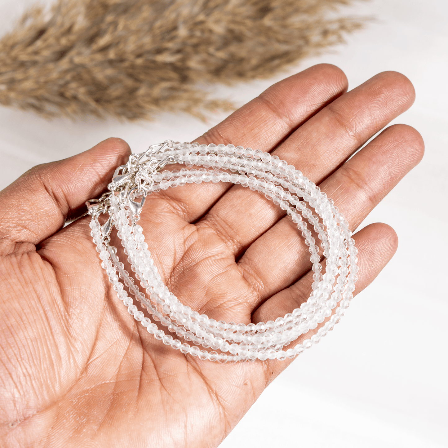 Clear Quartz Crystal Anklet | Natural Healing Crystal Anklet | Energy Protection & Spiritual Jewelry