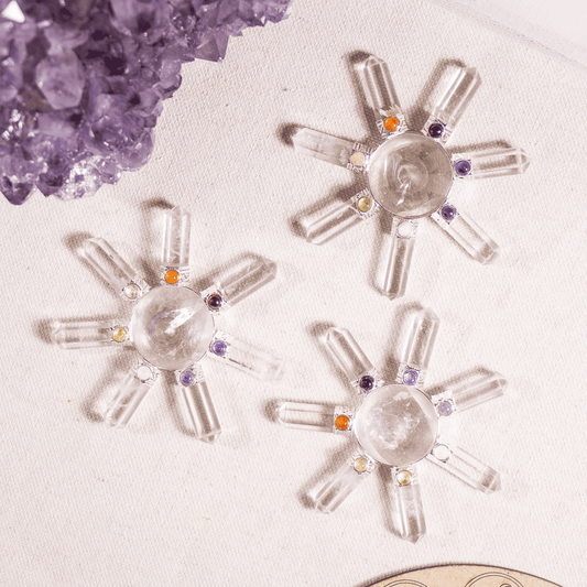 Crystal Quartz 7 Point Energy Generator with Crystal Pyramid