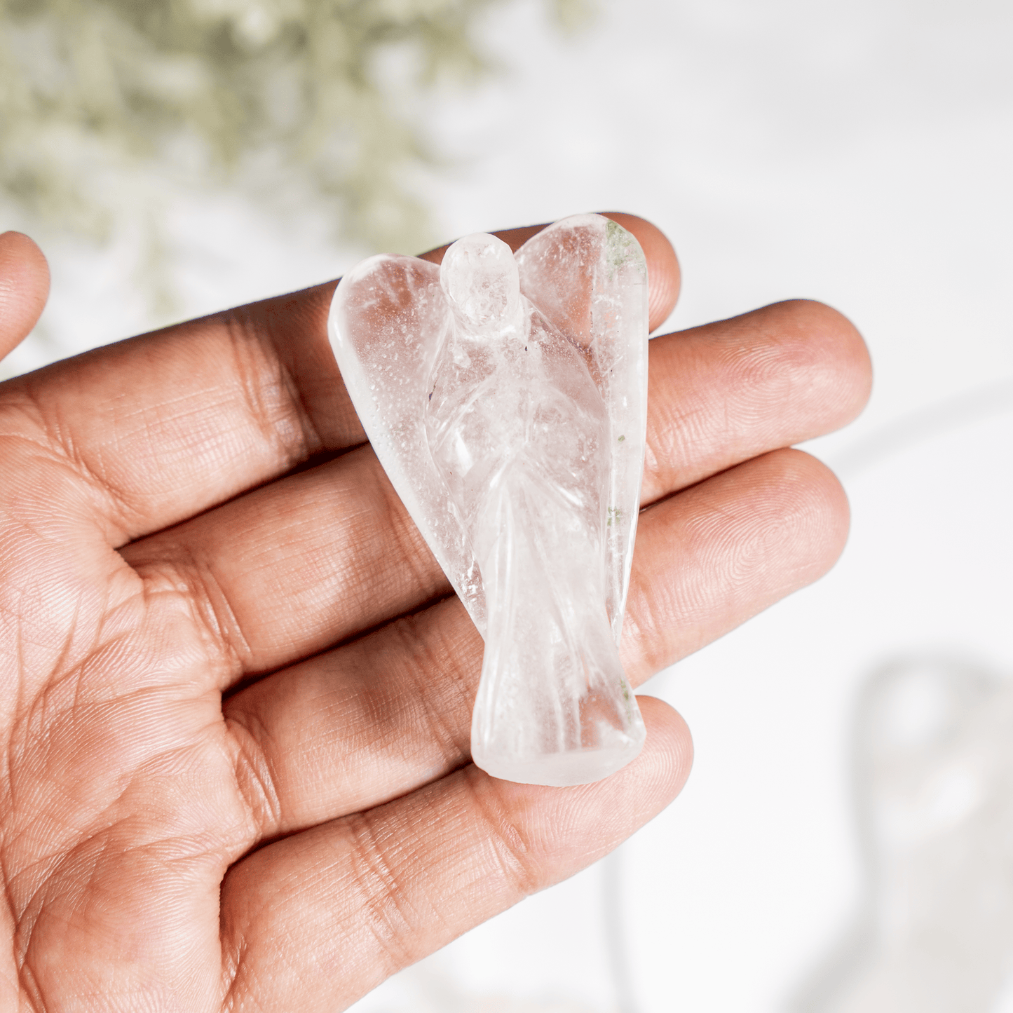 2'' Crystal Quartz Angel, Gemstone Peace Angel