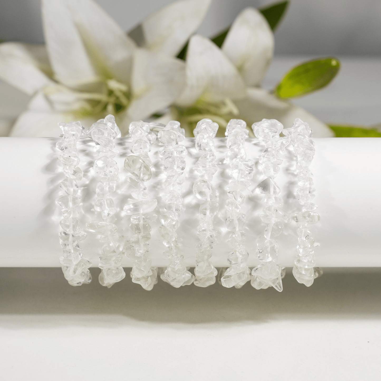 Crystal Quartz Gemstone Chip Bracelet.