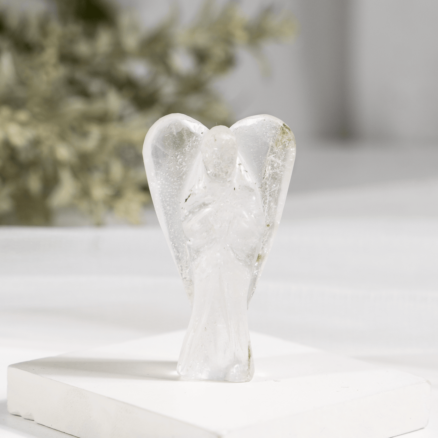 2'' Crystal Quartz Angel, Gemstone Peace Angel