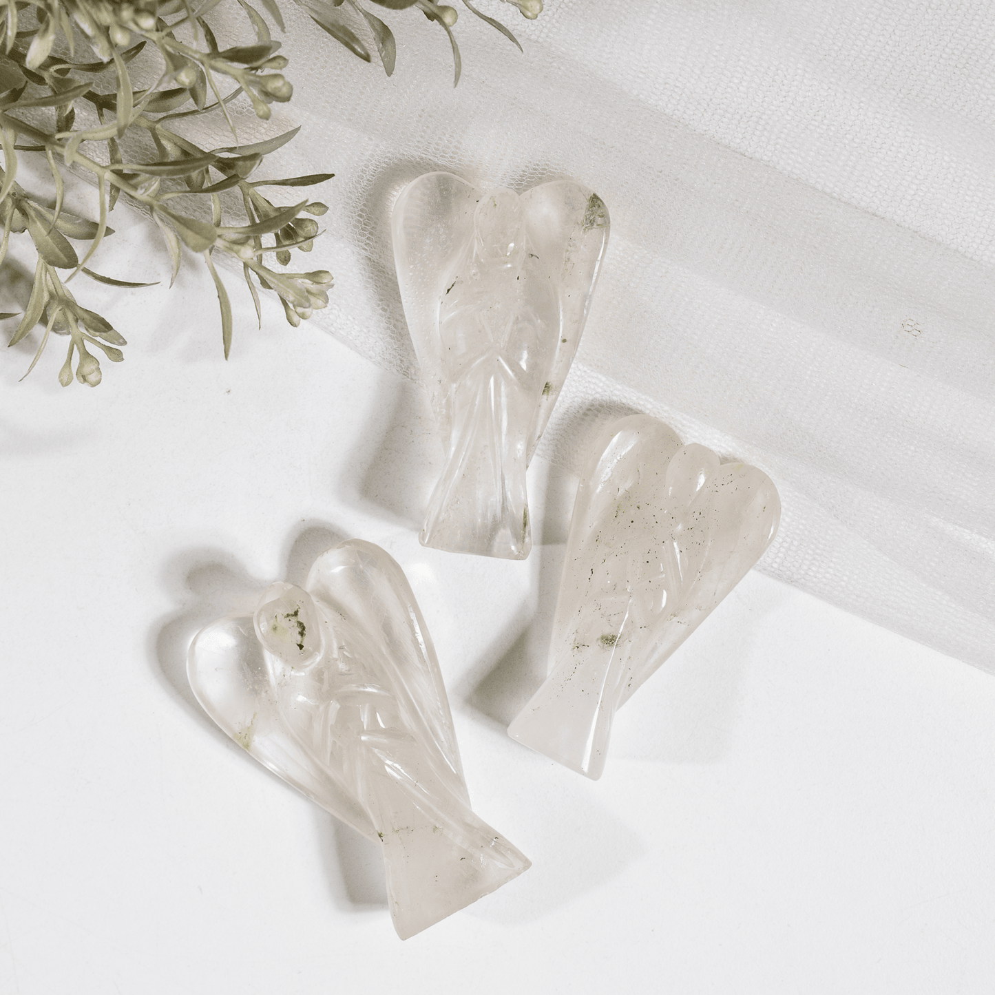 2'' Crystal Quartz Angel, Gemstone Peace Angel