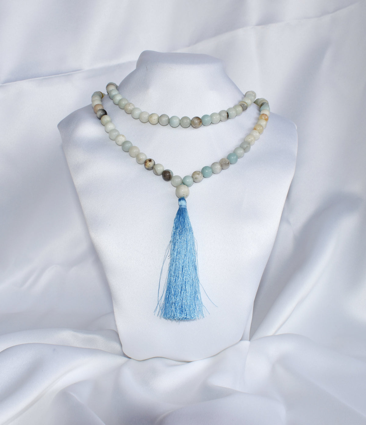 Multi Amazonite Jap Mala with 108 Beads for Emotional Balance and Spiritual Clarity, Vibrant Harmony