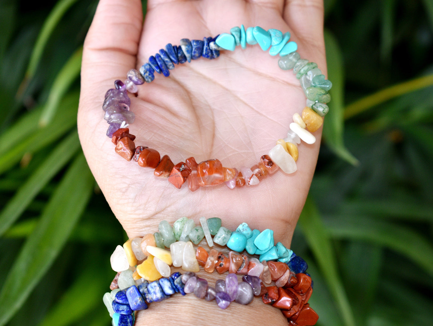 7 Chakra Gemstone Chip Bracelet