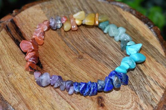 7 Chakra Gemstone Chip Bracelet