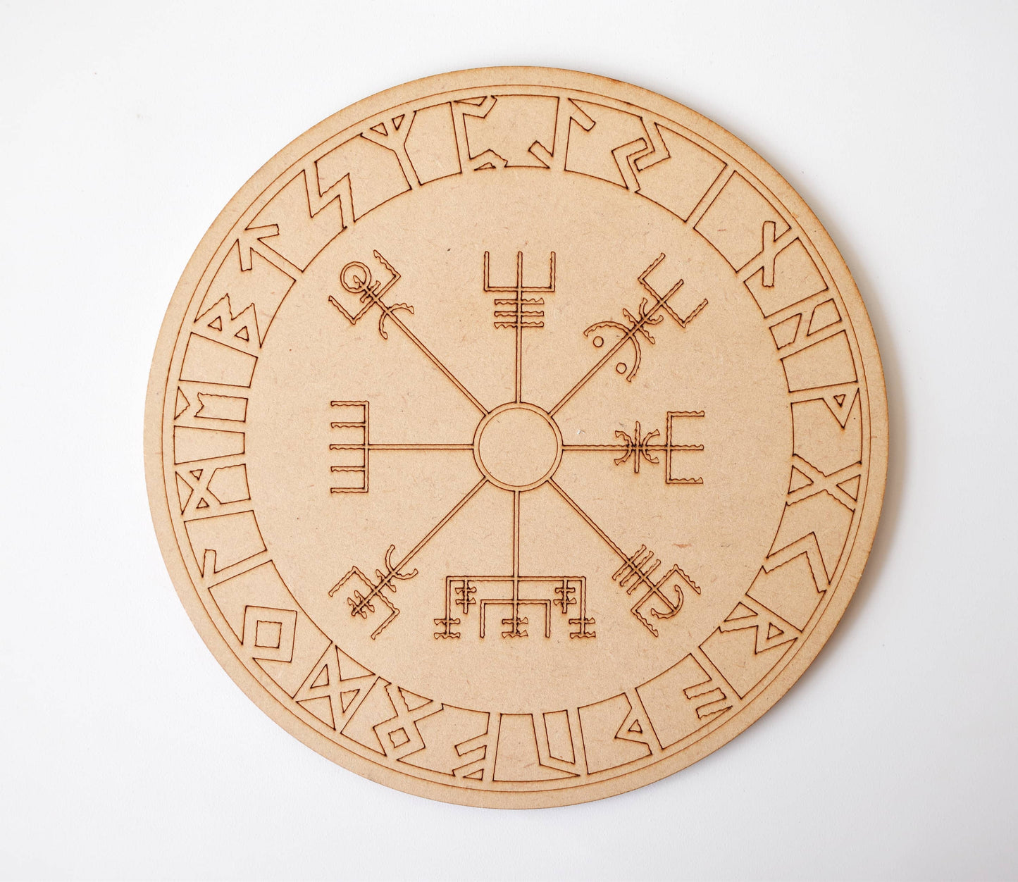6" Wooden Norse Runes Crystal Grid Plate