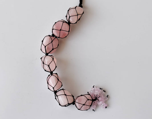 Rose Quartz Tumbled Stone Car Hanger