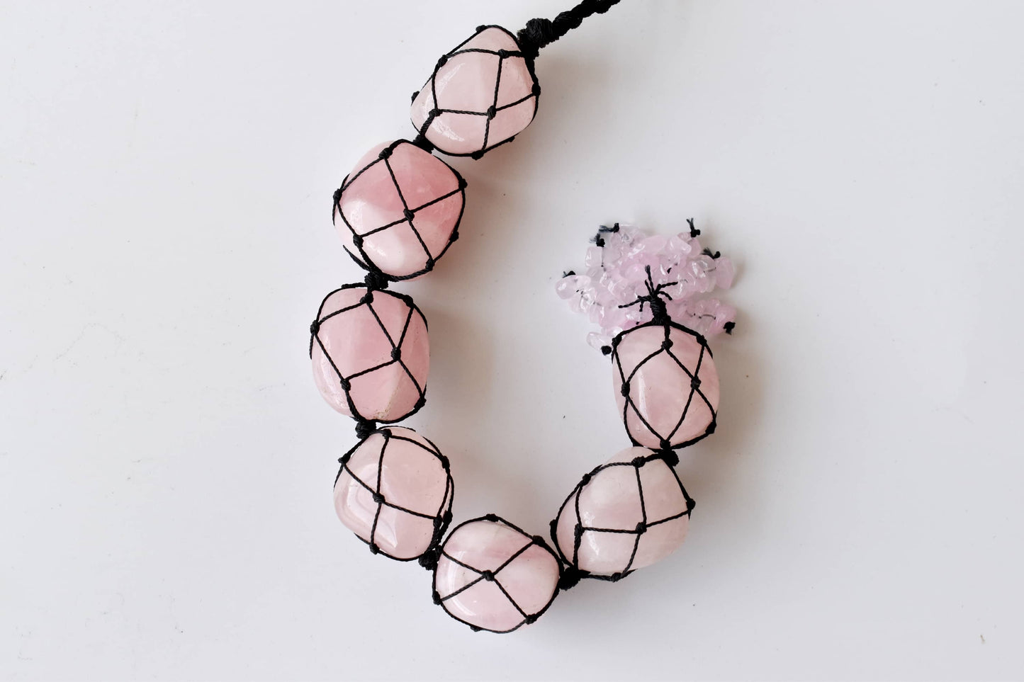 Rose Quartz Tumbled Stone Car Hanger