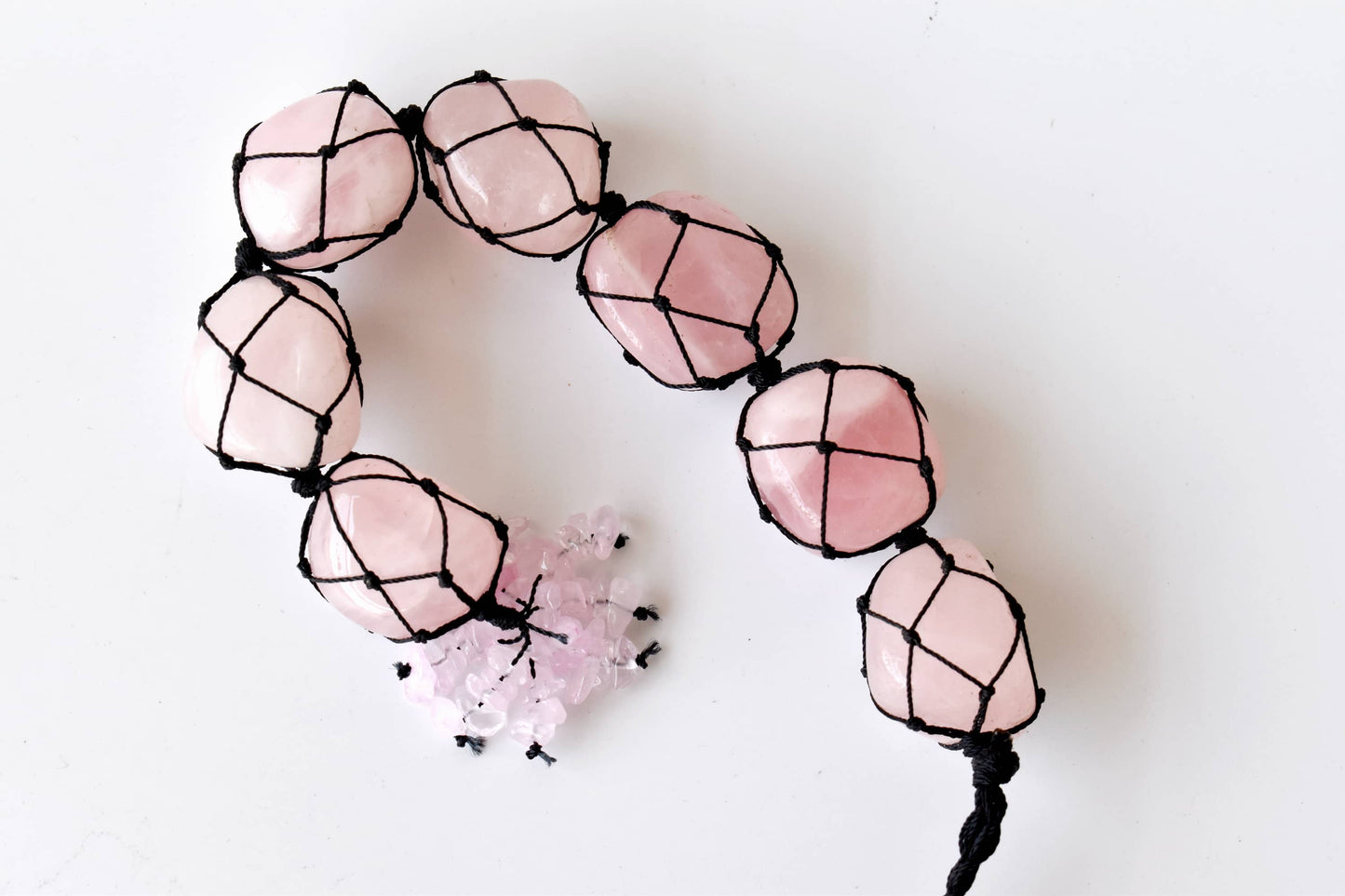 Rose Quartz Tumbled Stone Car Hanger
