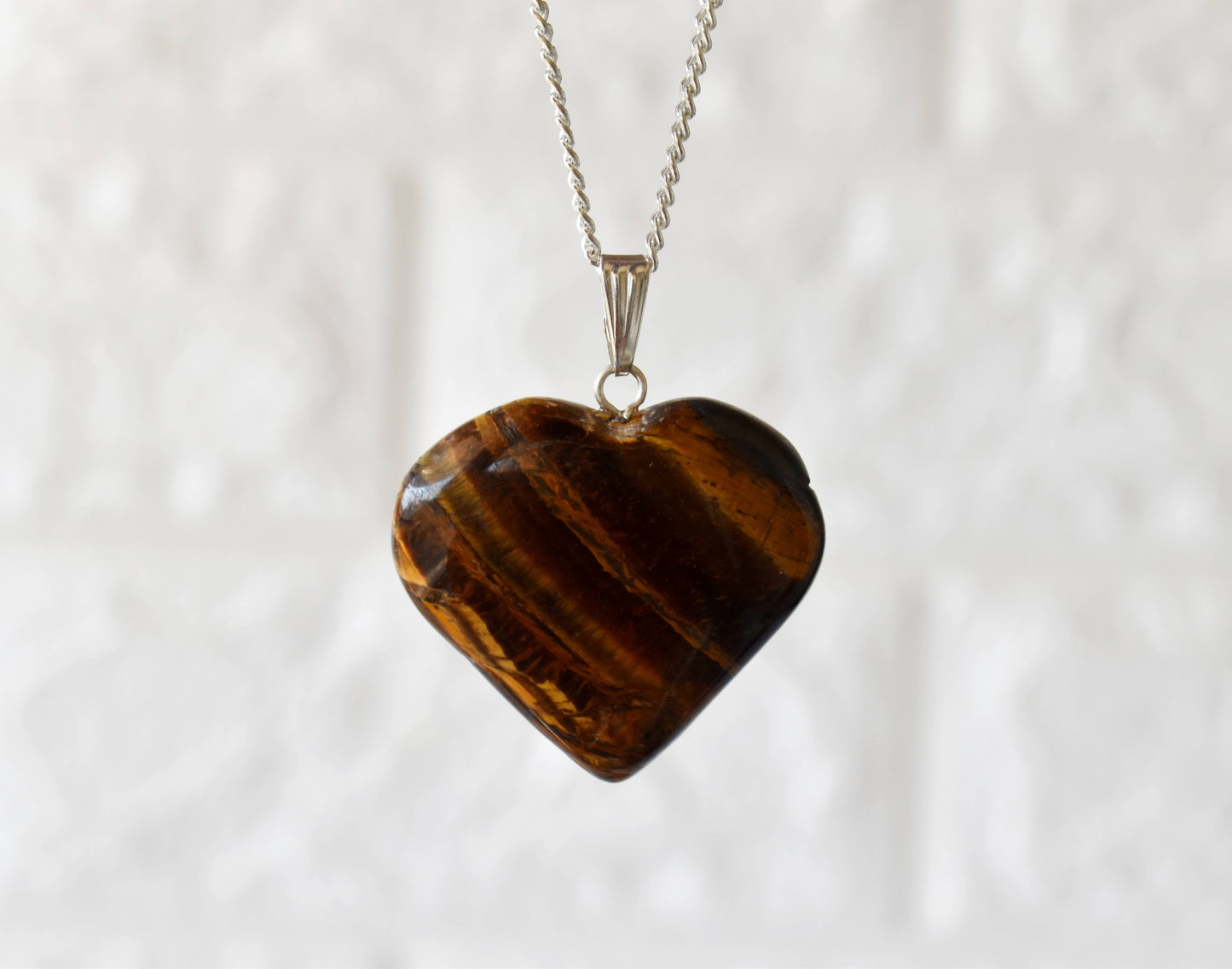 Tiger Eye Crystal Heart Pendant