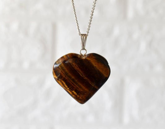 Tiger Eye Crystal Heart Pendant