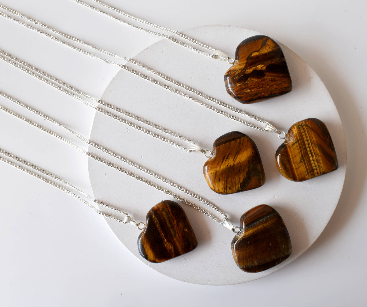 Tiger Eye Crystal Heart Pendant