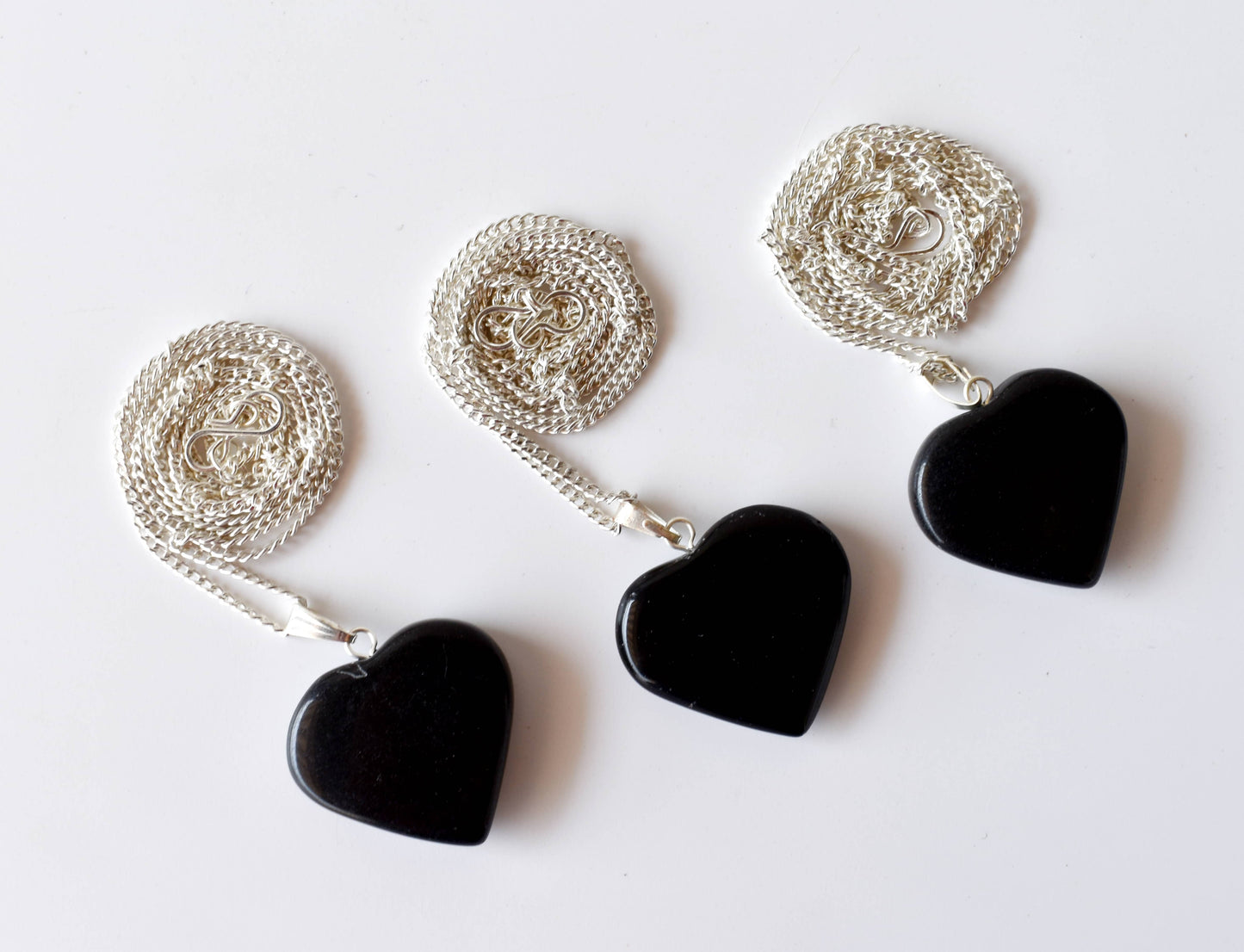 Black Tourmaline Crystal Heart Pendant