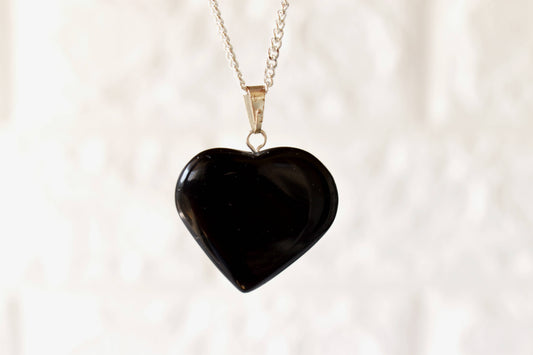 Black Tourmaline Crystal Heart Pendant