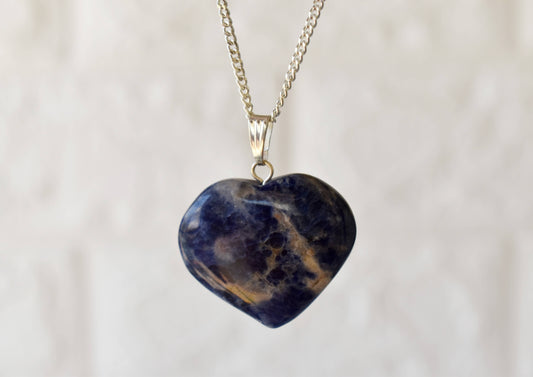 Sodalite Crystal Heart Pendant