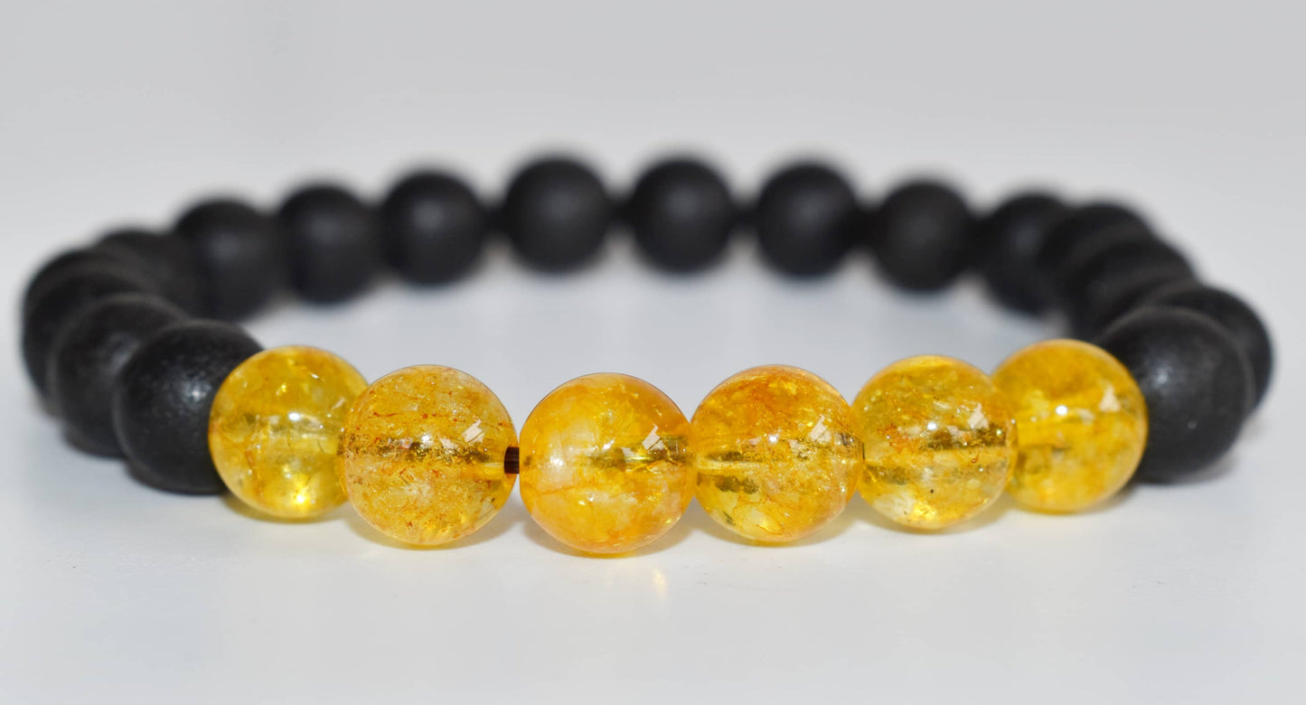 Lava with Citrine Beads Diffuser Bracelet