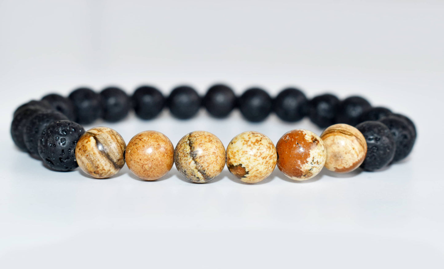 Lava with Picture Jasper Diffuser Bracelet