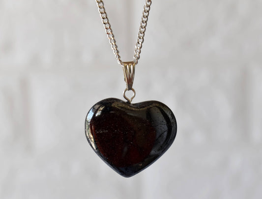 Hematite Crystal Heart Pendant