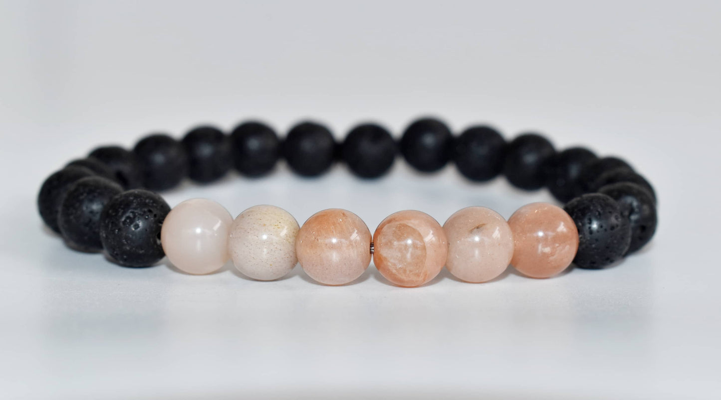 Lava with Moonstone Diffuser Bracelet