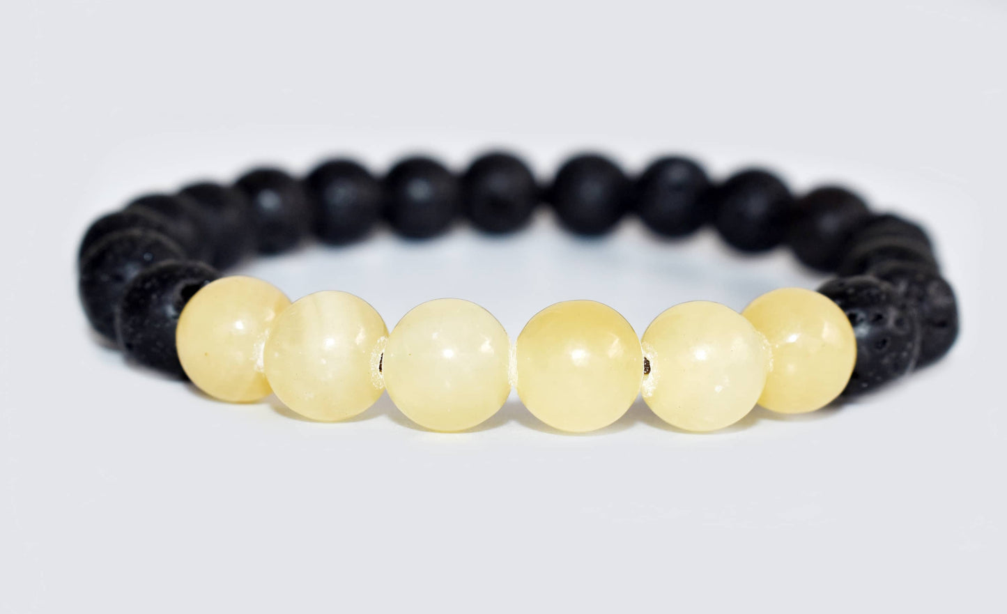 Lava with Honey Calcite Beads Diffuser Bracelet