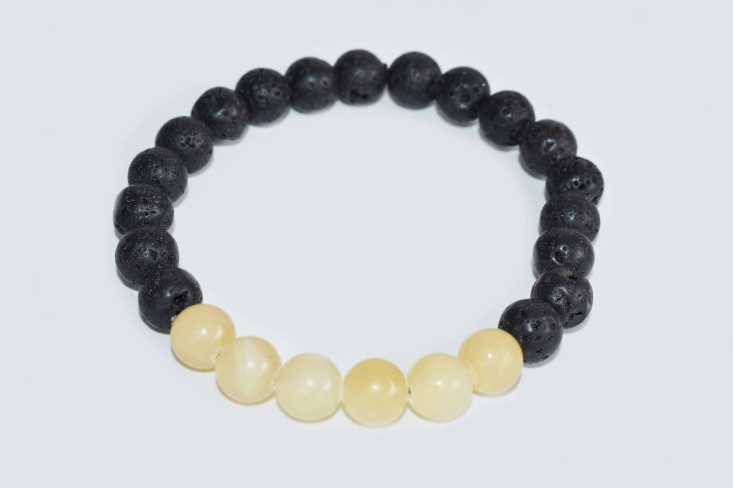 Lava with Honey Calcite Beads Diffuser Bracelet