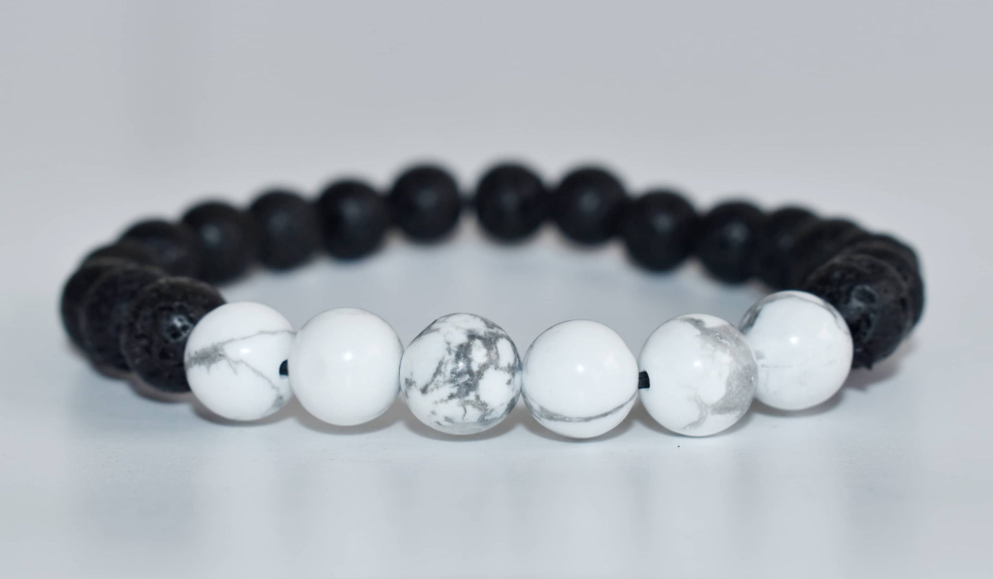 Lava with Howlite Diffuser Bracelet