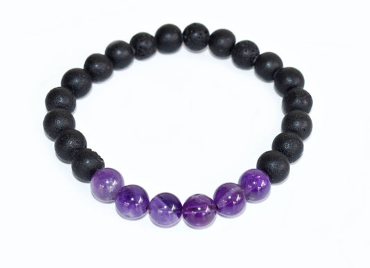 Lava with Amethyst Beads Diffuser Bracelet