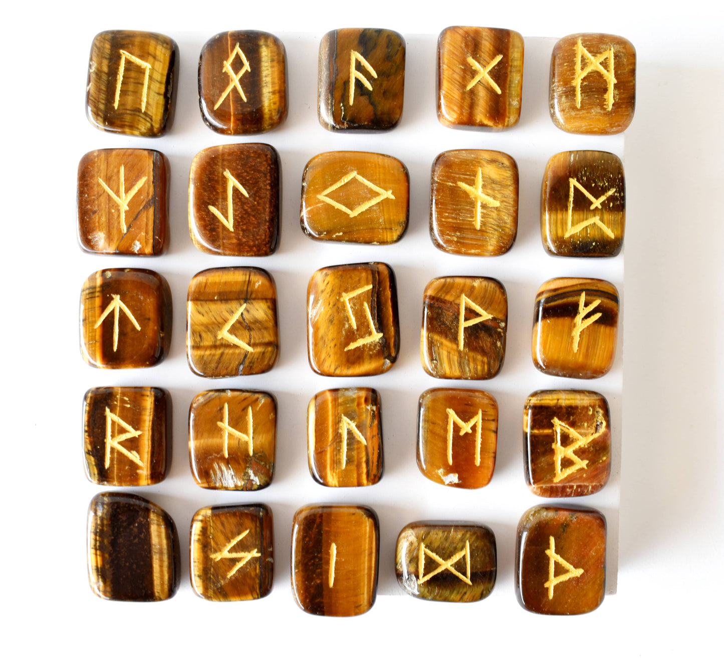 Tiger Eye Rune Sets with Black Velvet Pouch and Rune Card