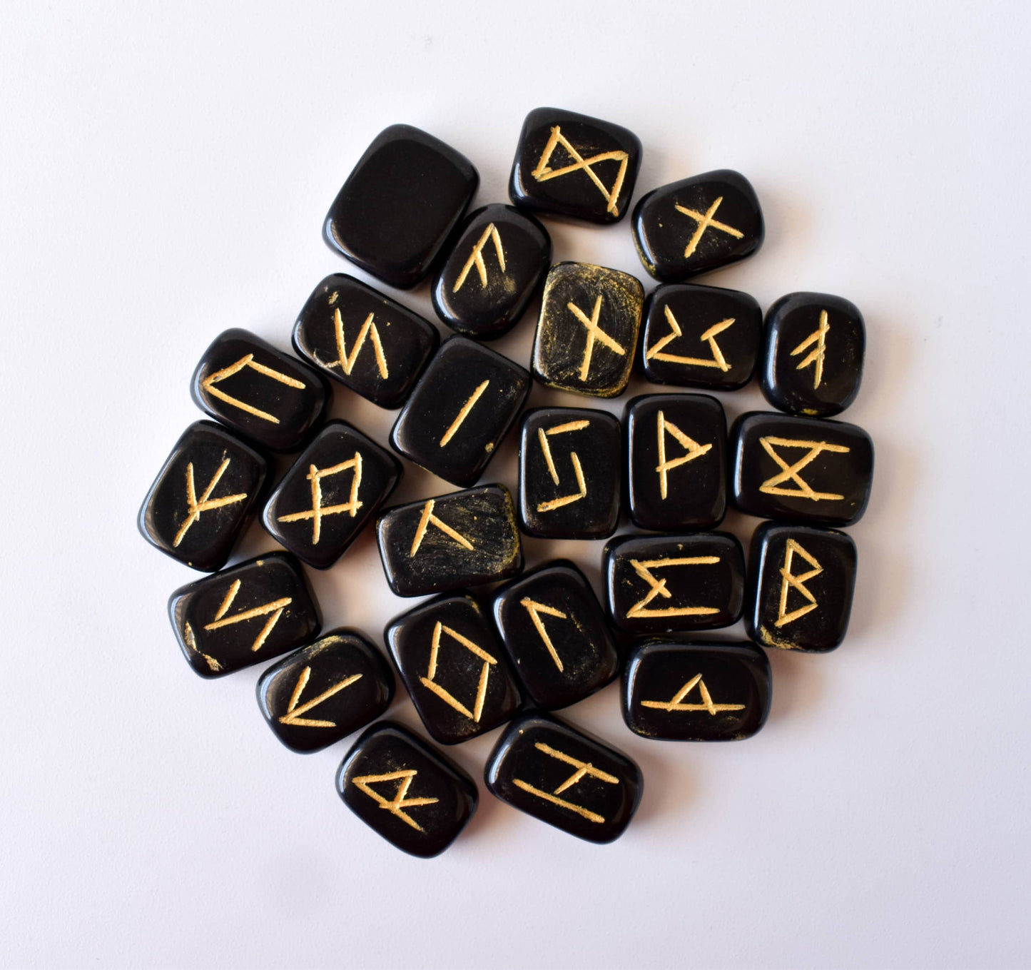 Black Jasper Rune Sets with Black Velvet Pouch and Rune Card