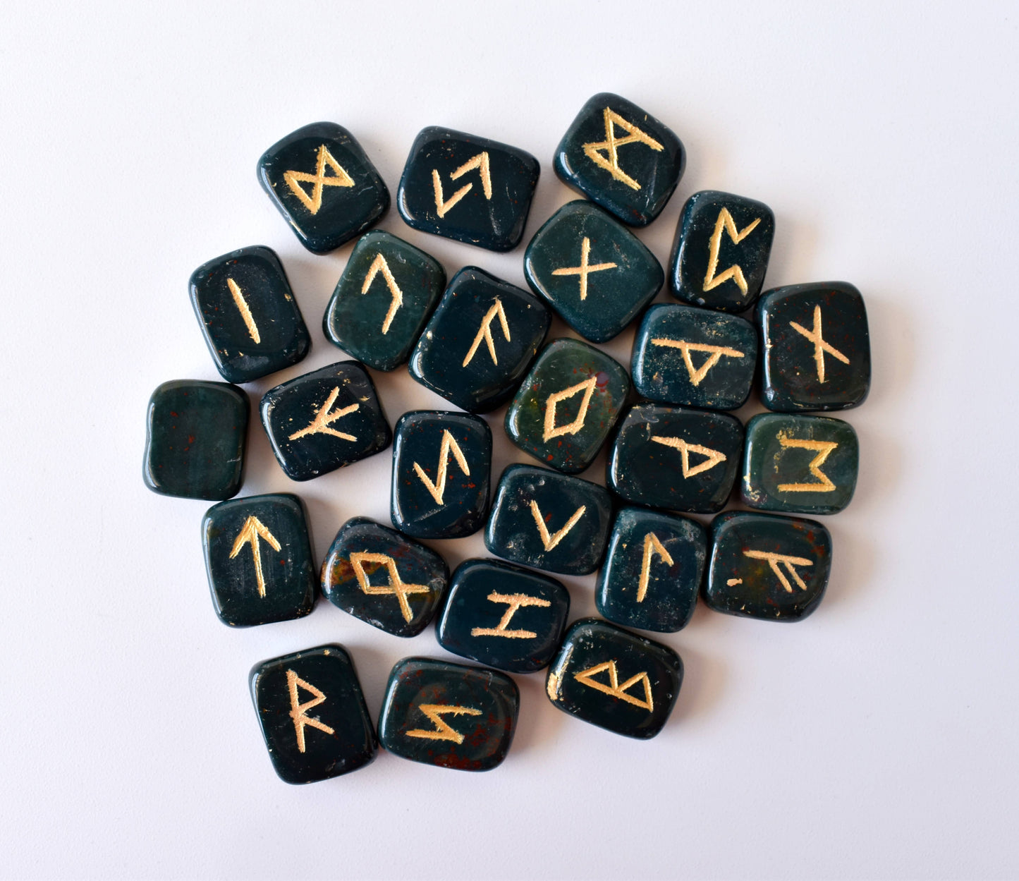 Bloodstone Rune Sets with Black Velvet Pouch and Rune Card