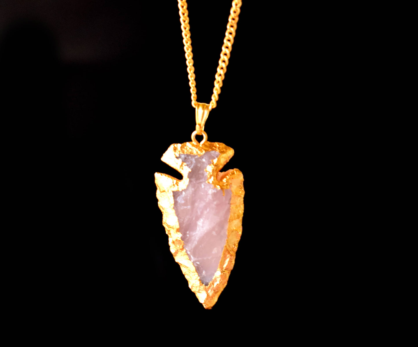 Rose Quartz Arrowheads Pendant