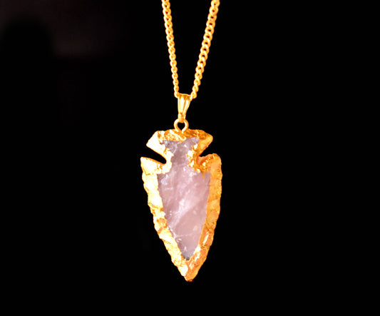 Rose Quartz Arrowheads Pendant