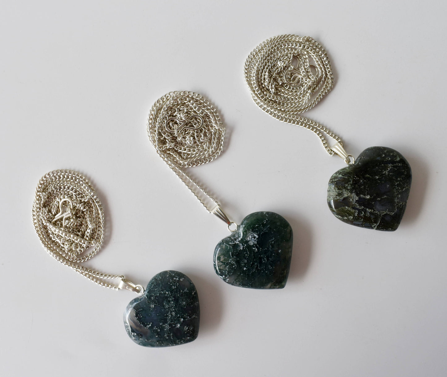 Moss Agate Crystal Heart Pendant