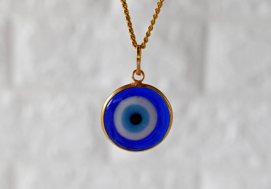 PERIMADE Turkish Evil Eye Pendant Necklace Charm, Blue Glass Evil Eye Bracelet Electroplated Gold Charm