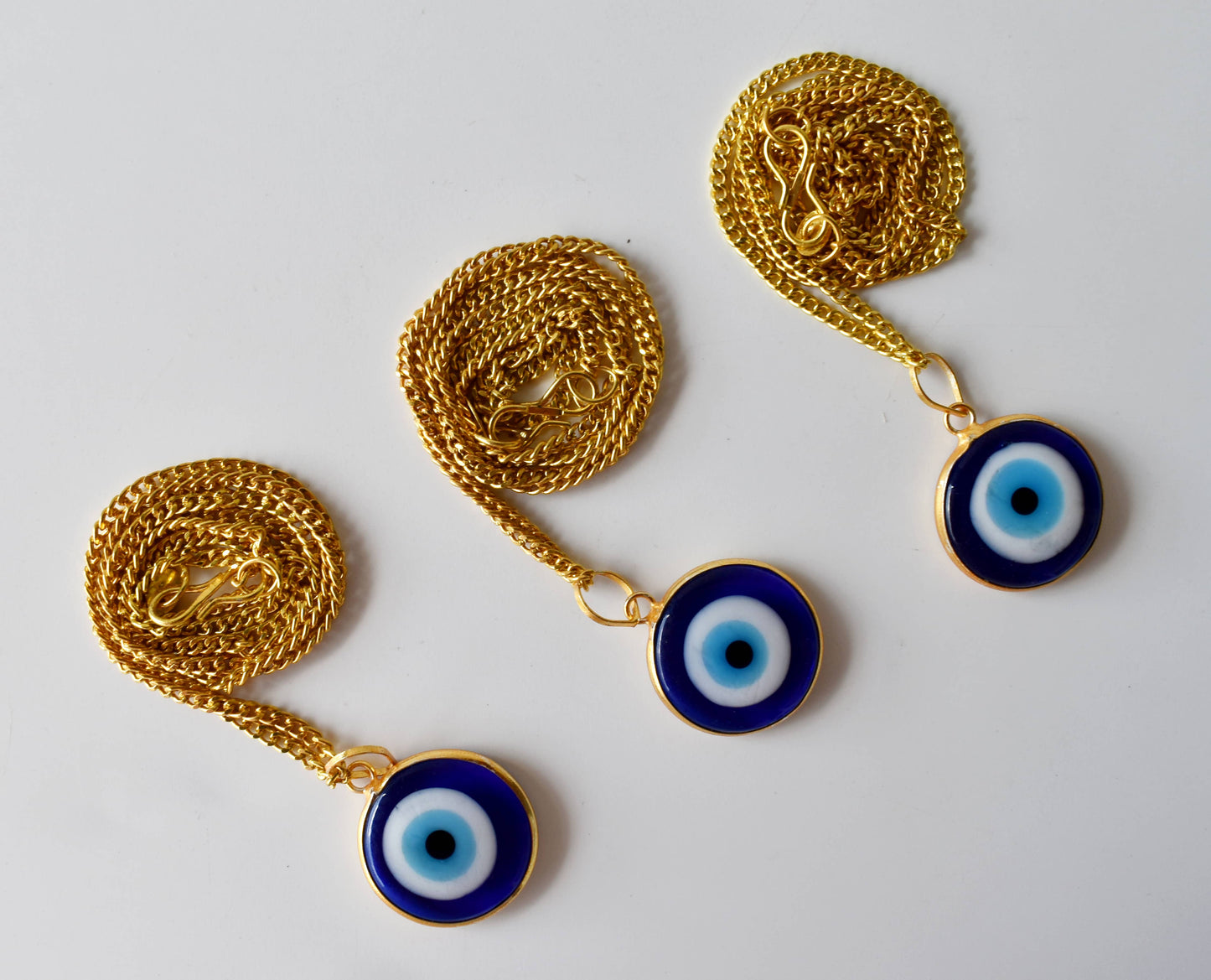 PERIMADE Turkish Evil Eye Pendant Necklace Charm, Blue Glass Evil Eye Bracelet Electroplated Gold Charm
