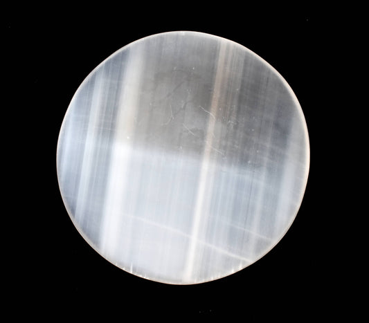 3 inches Round Selenite Plate, White Round Plain Selenite Charging Plate