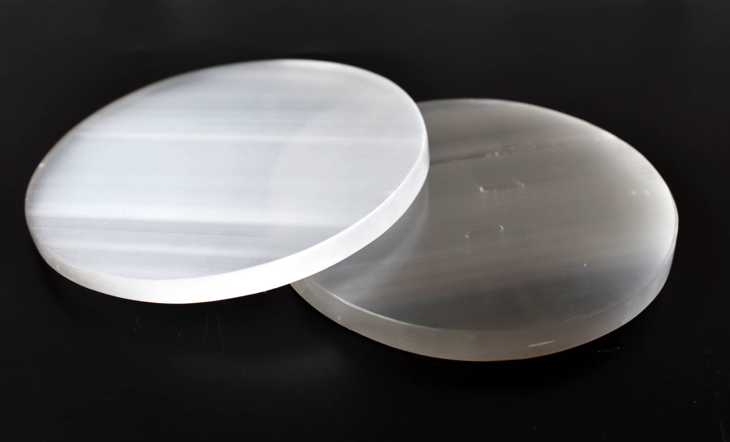 3 inches Round Selenite Plate, White Round Plain Selenite Charging Plate