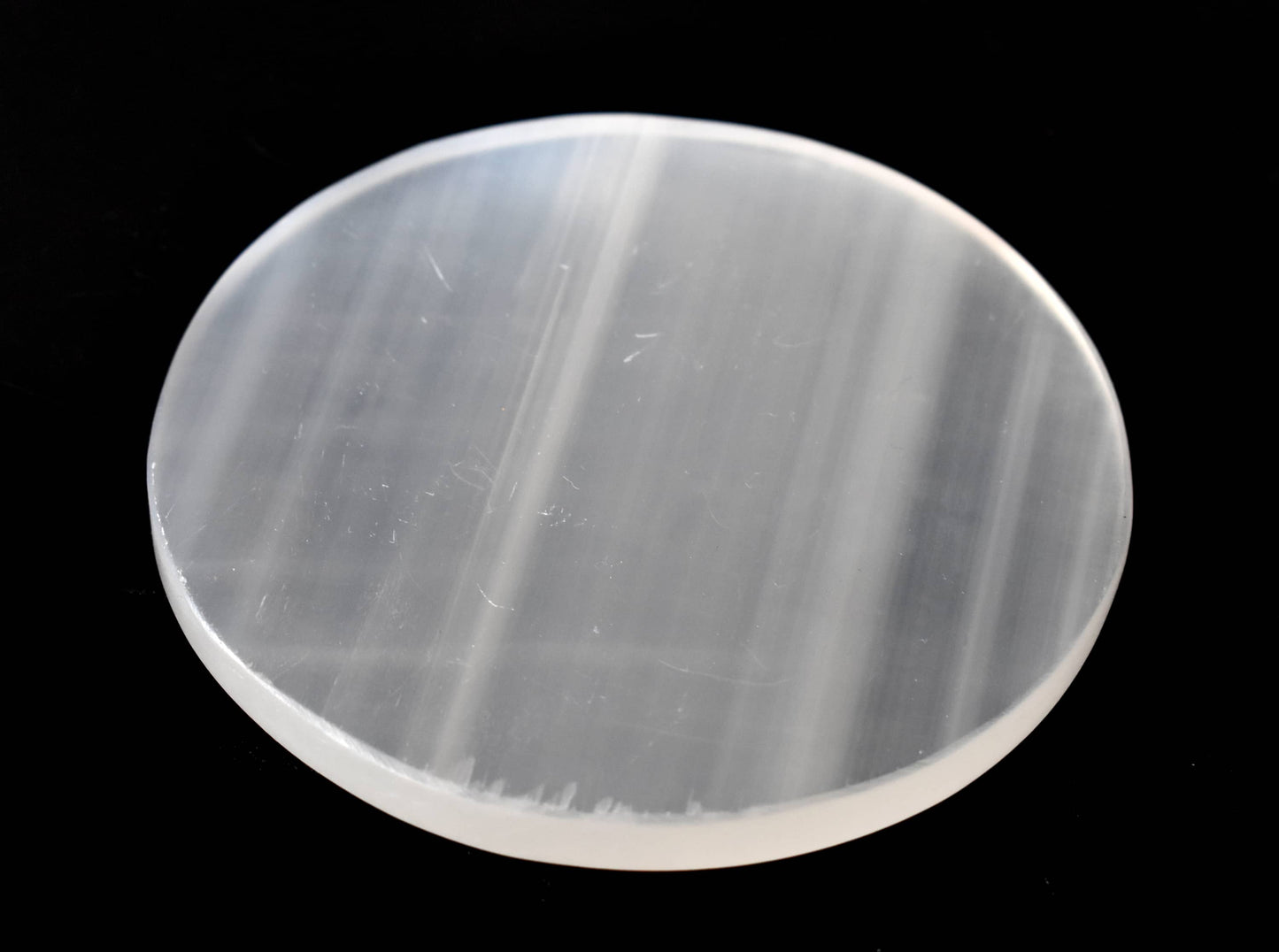 3 inches Round Selenite Plate, White Round Plain Selenite Charging Plate