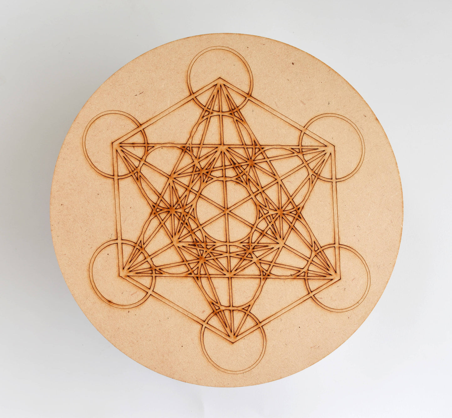 6" Wooden Metatron Cube Crystal Grid Plate
