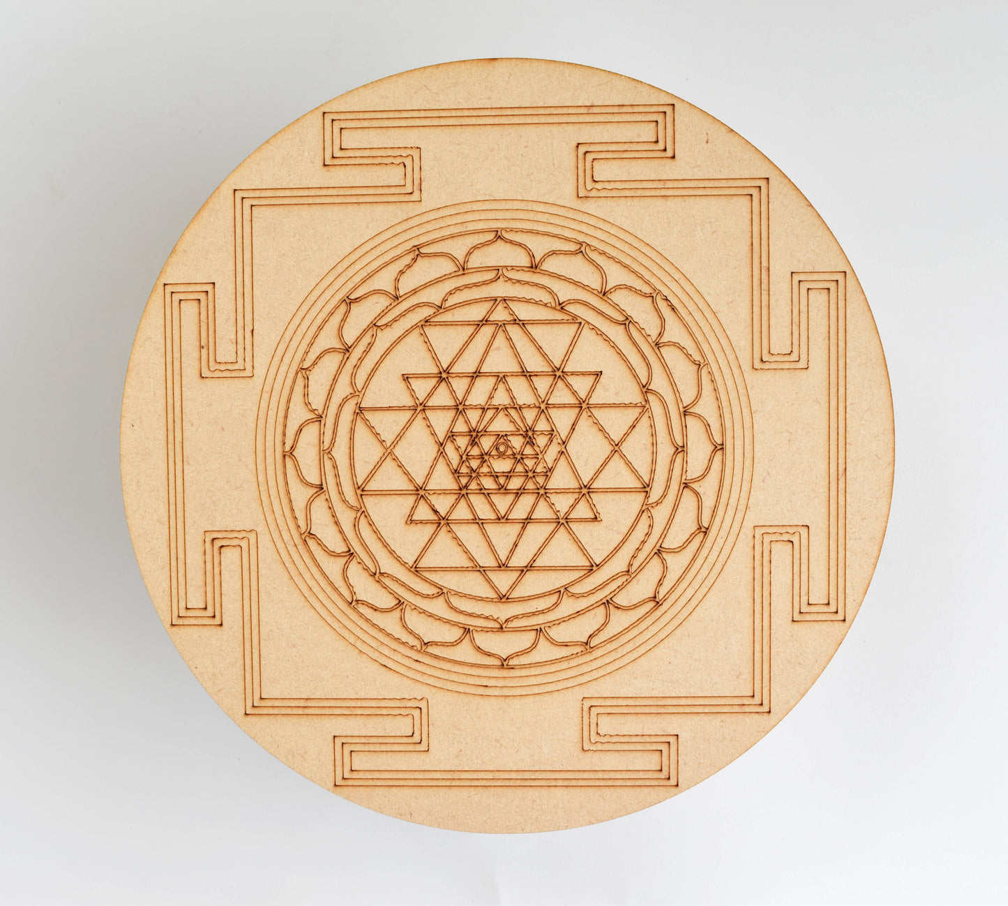 6" Wooden Shree Yantra Crystal Grid Plate