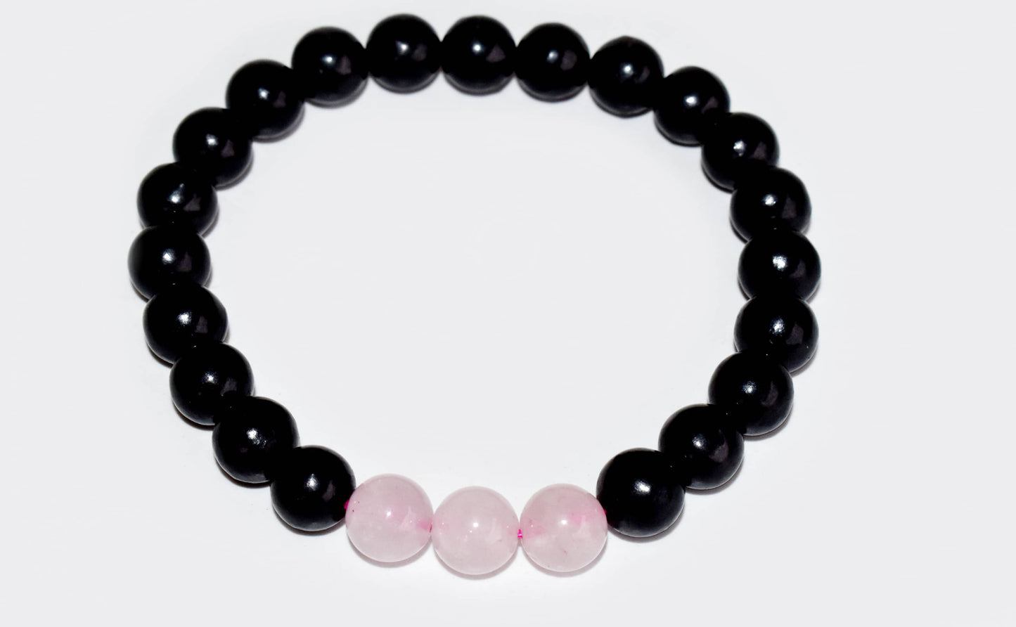 EMP Protection Crystal Bracelet, Shungite Black, Rose Quartz