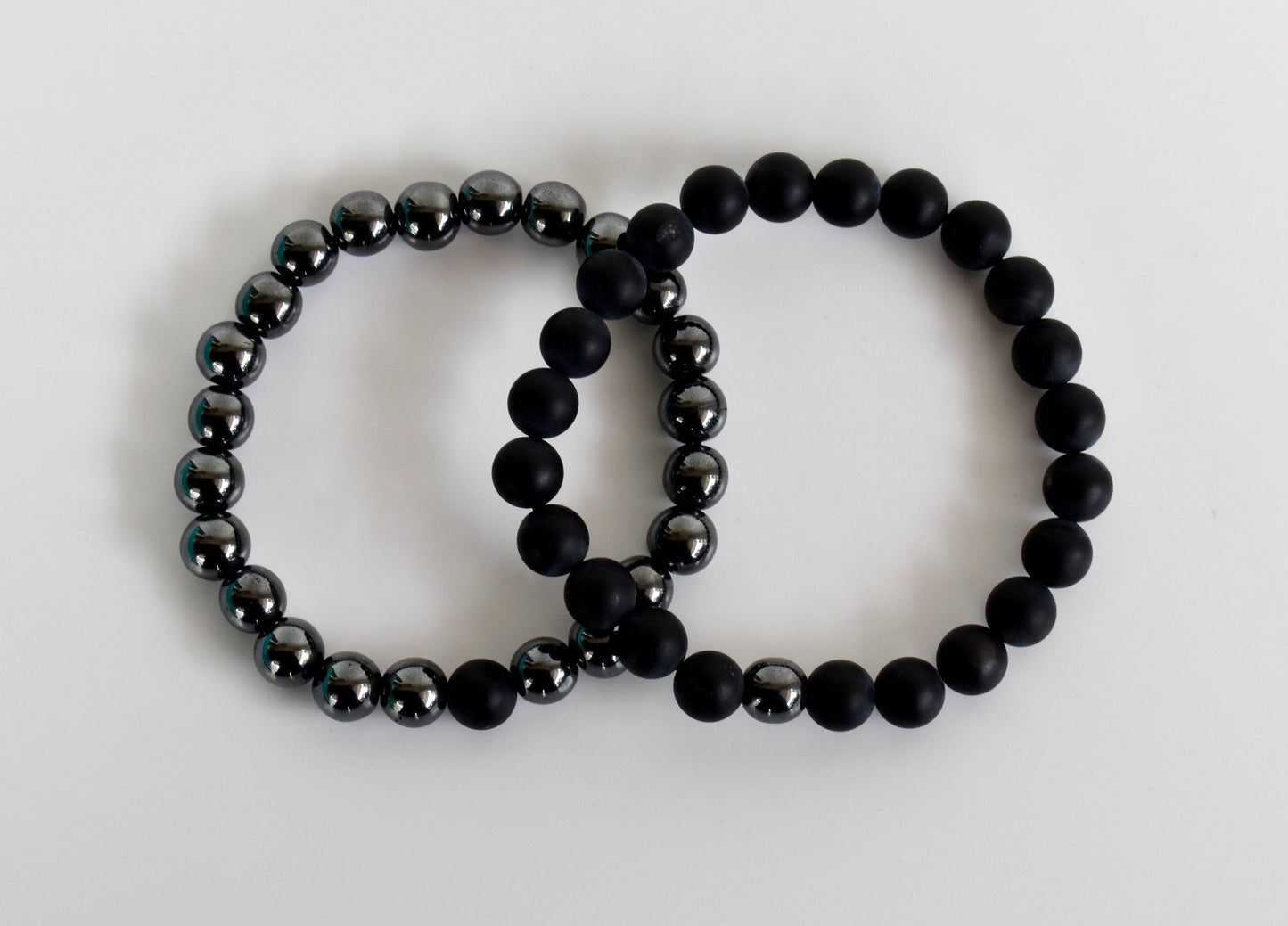 Black Onyx Matt Hematite Couple Bracelets, Crystals Valentine Gift