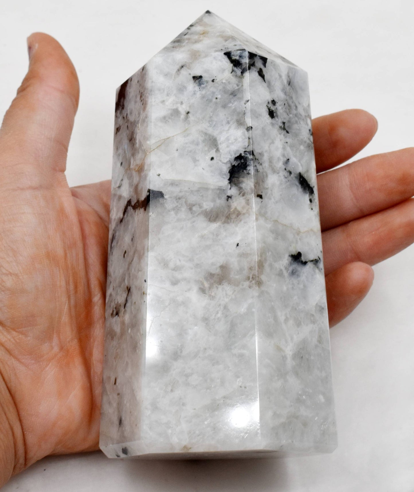 Rainbow Moonstone Obelisk Tower Point 6"