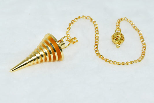 Brass Cone & Spiral Crystal Pendulum