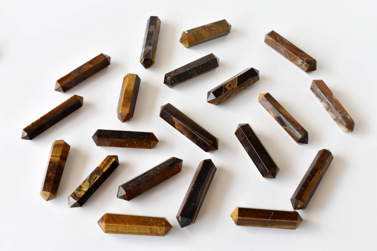 Tiger Eye Double Terminated Crystal Point Pencils