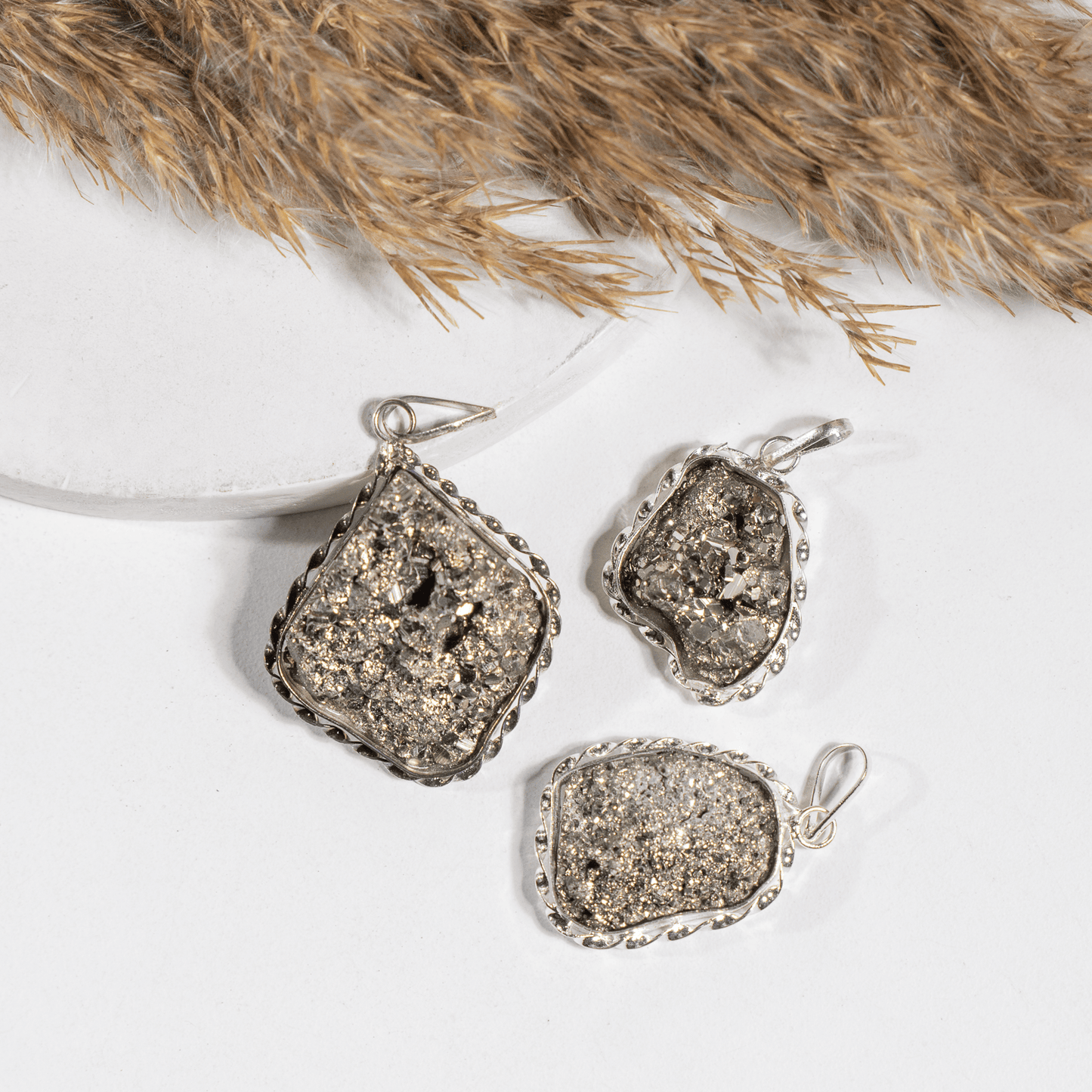 Natural Pyrite Pendant | Golden Pyrite Stone Necklace | Abundance & Protective Jewelry