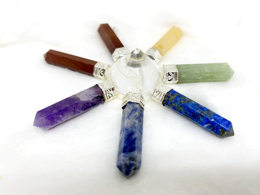 7 Chakra Crystal 7 Point Energy Generator with Crystal Pyramid